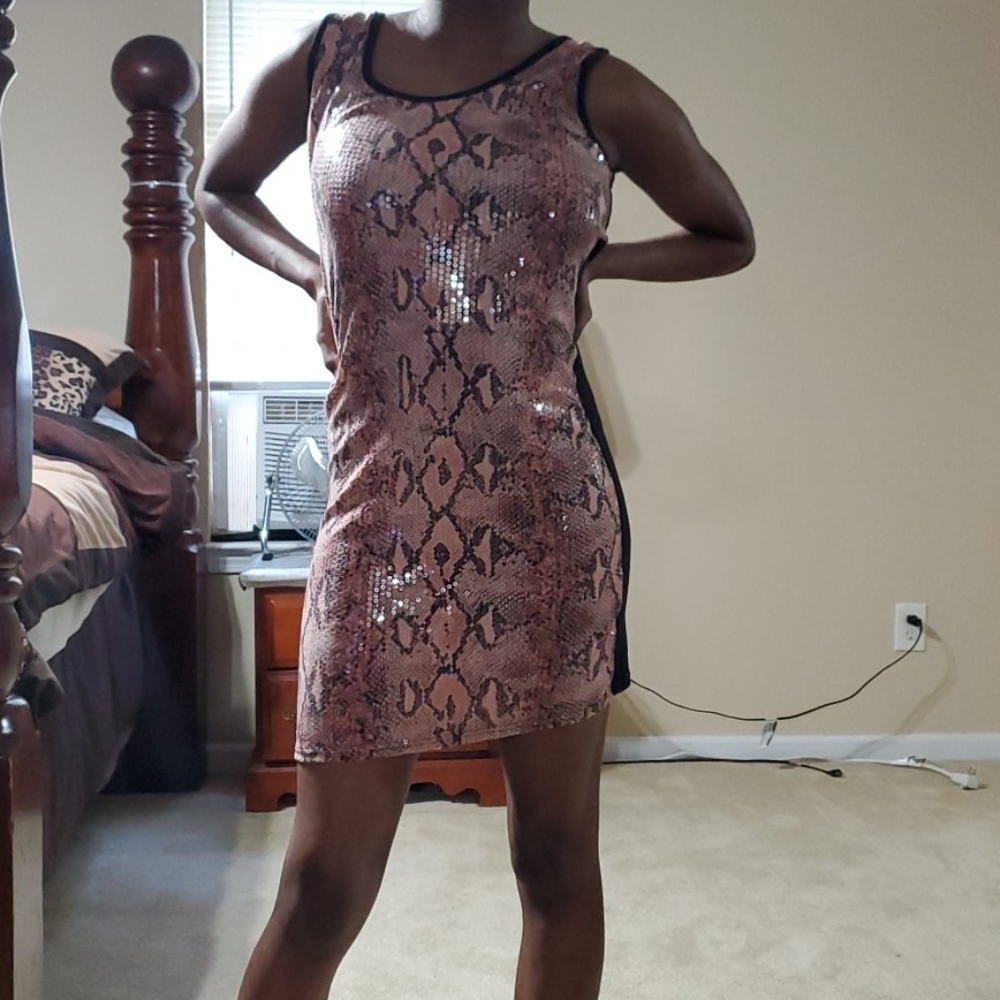 Snake skin sequin dress